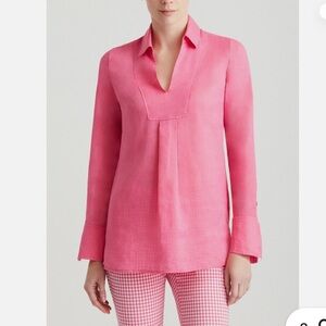 Carlisle Collection Shannon Pink Women's Long Sleeve Tunic Blouse Top Size 6